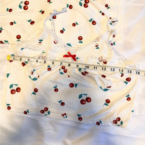 Cherry Print Lace Pajama Set – Size L - Picture 7 of 9